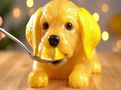 Fruit-shaped Puppy Eating ASMR - AI ASMR video template preview thumbnail